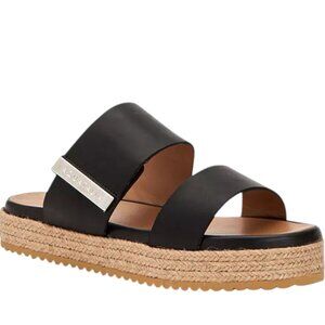 Aquatalia Mae Espadrille Platform Sandals - Black and Natural - 8M